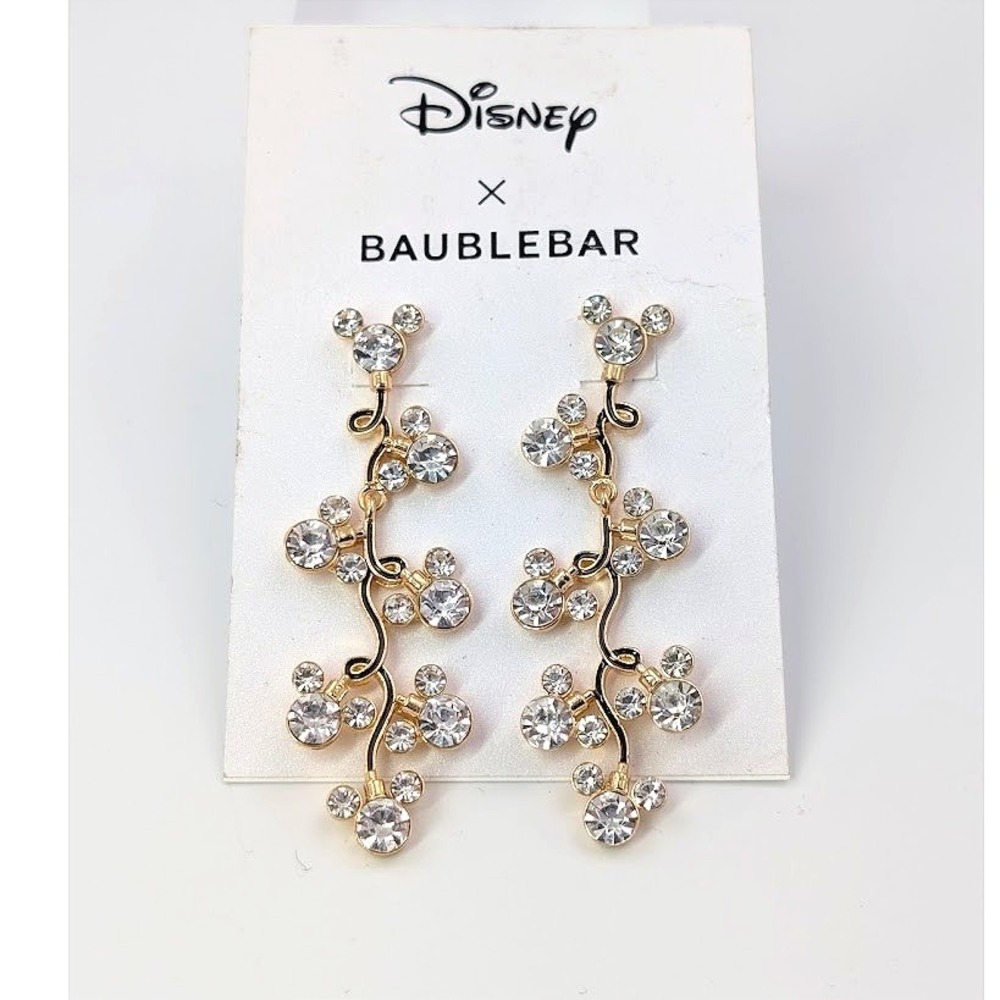 Disney Baublebar Mickey Mouse Rhinestone Drop Earrings Vine Subtle‎ Disney